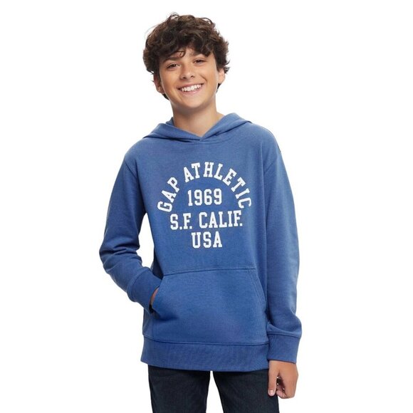 Gap Unisex Kid Size M (8) Blue 1969 San Francisco‎ Logo Hooded Sweatshirt NWT - Picture 1 of 10